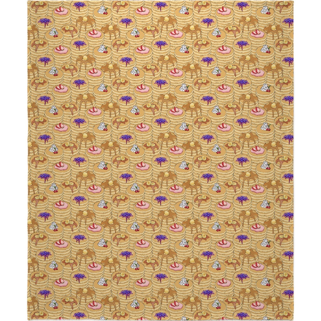 Flapjack Stack Blanket, Plush Fleece, 50x60, Beige, Pearl