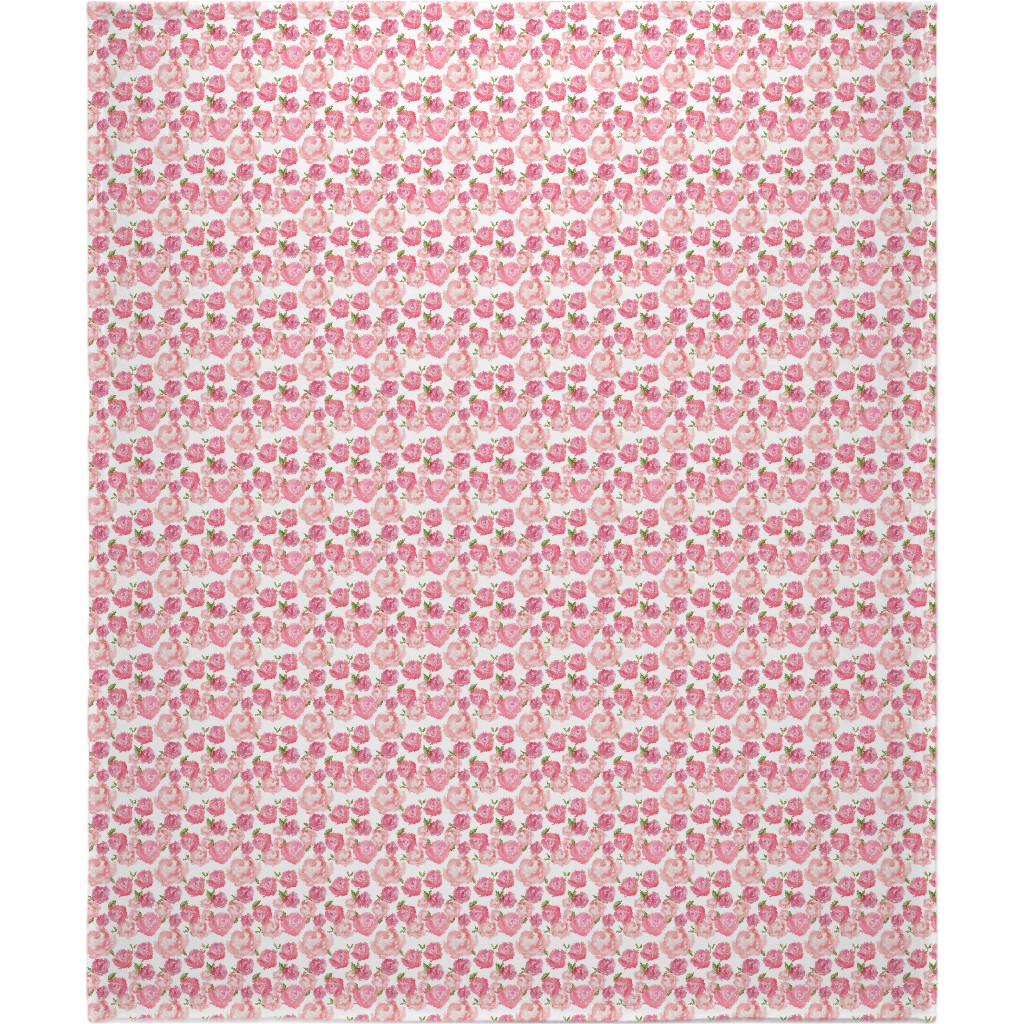 Watercolor Floral - Pink Blanket, Plush Fleece, 50x60, Pink