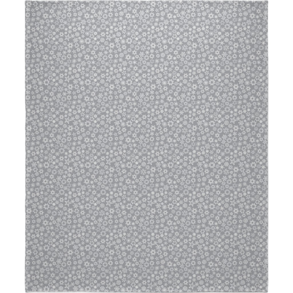 Snowflake Silver Blanket, Plush Fleece, 50x60, Gray, Gray