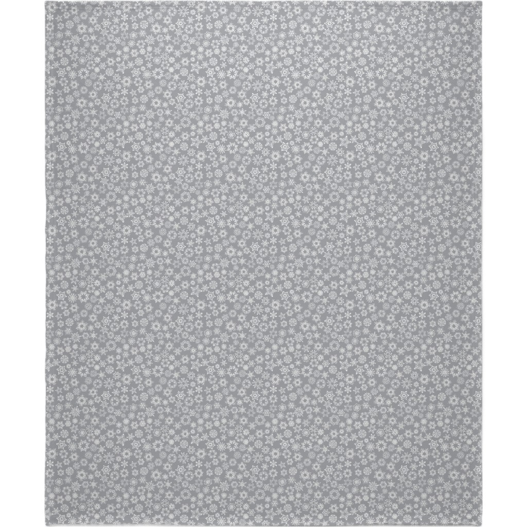 Snowflake Silver Blanket, Plush Fleece, 50x60, Gray