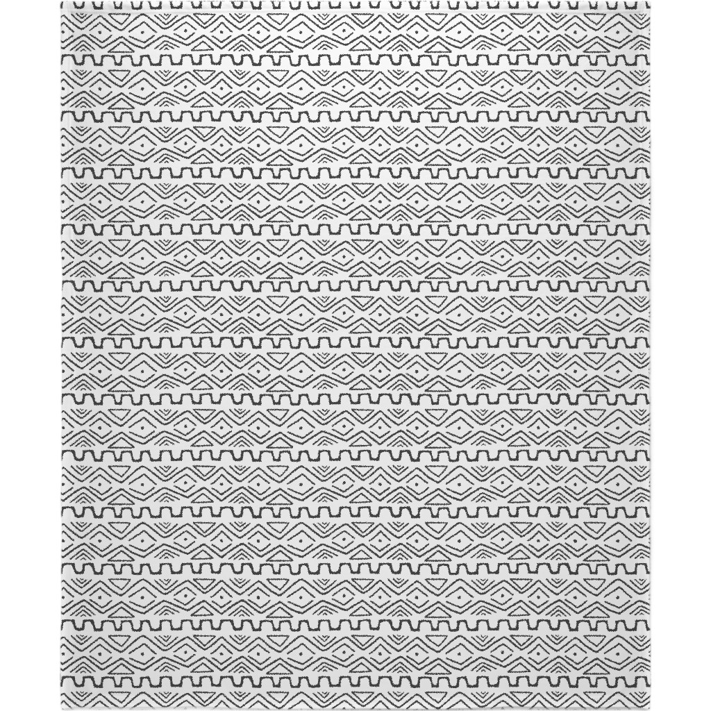 Mud Cloth - White Blanket, Plush Fleece, 50x60, White, White