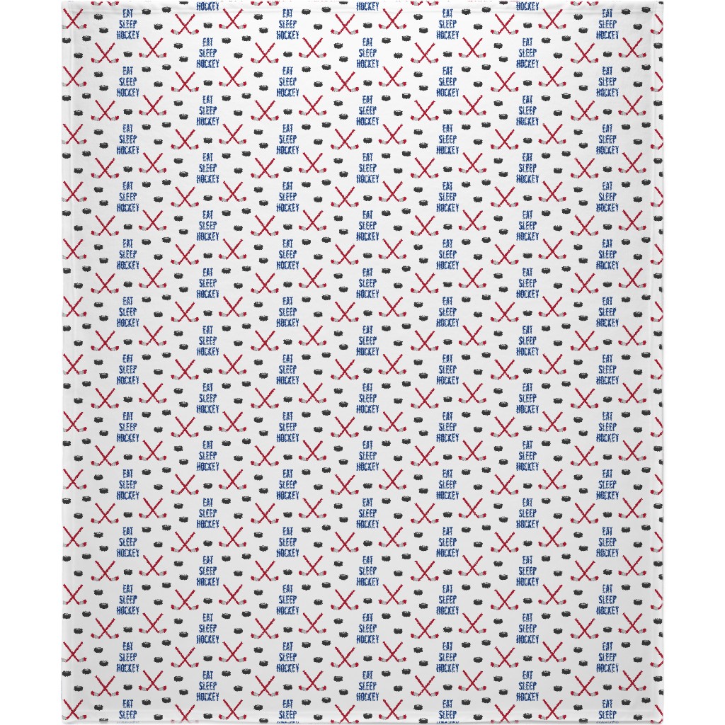 Eat Sleep Hockey - Red and Blue Blanket, Plush Fleece, 50x60, Multicolor