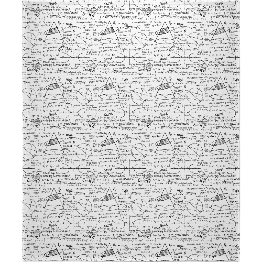 Common Equations Blanket, Plush Fleece, 50x60, White, White