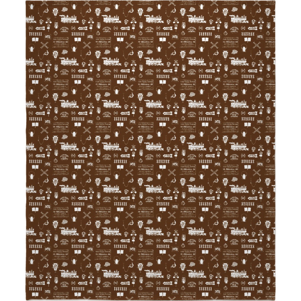 Railroad Blanket, Plush Fleece, 50x60, Brown, Chocolate