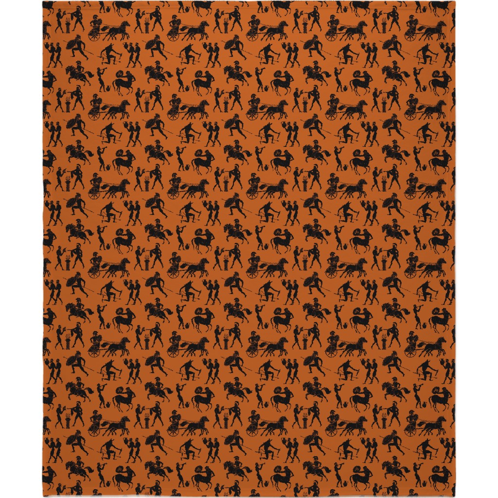 Greek Figures Blanket, Plush Fleece, 50x60, Orange, Persimmon