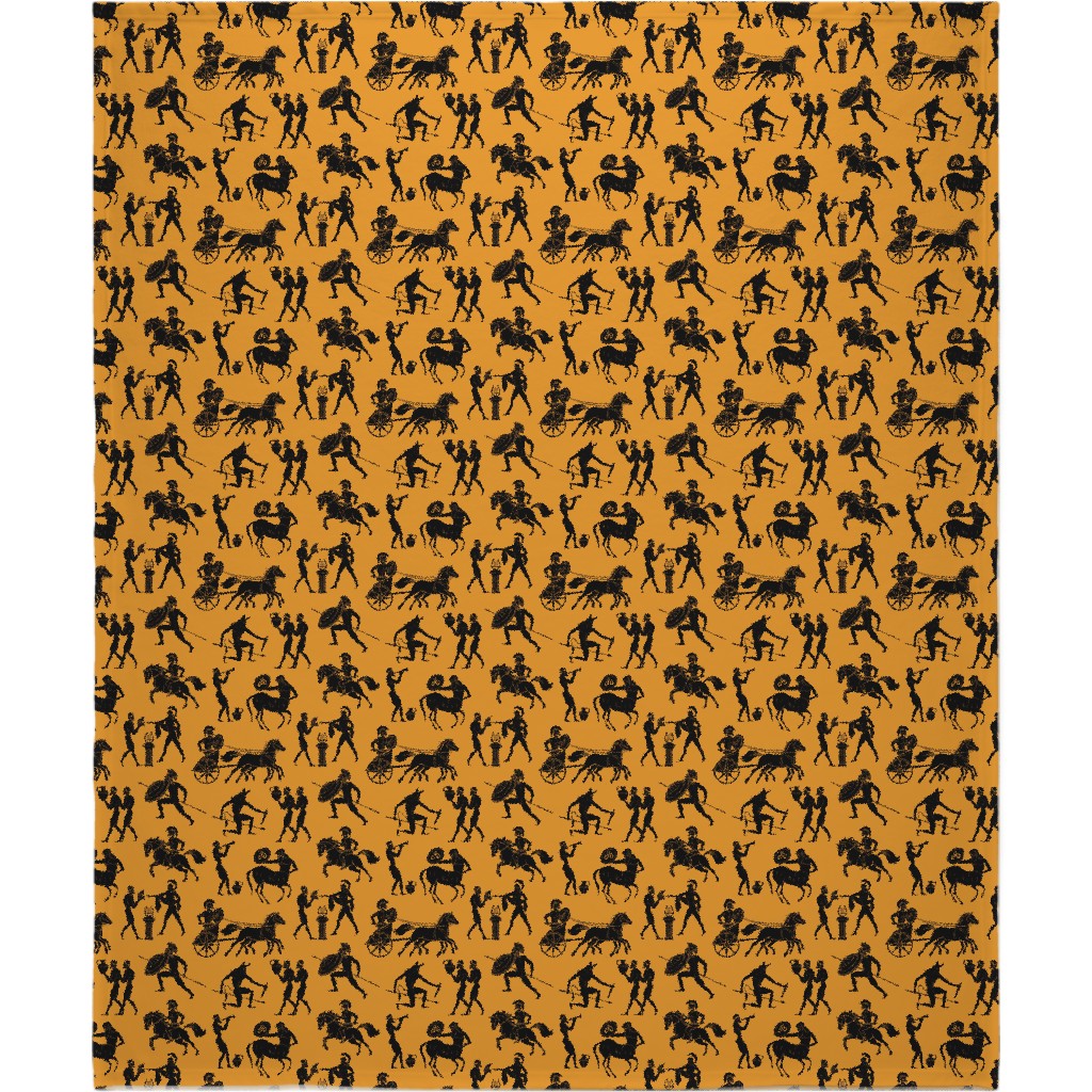 Greek Figures Blanket, Plush Fleece, 50x60, Orange, Satsuma