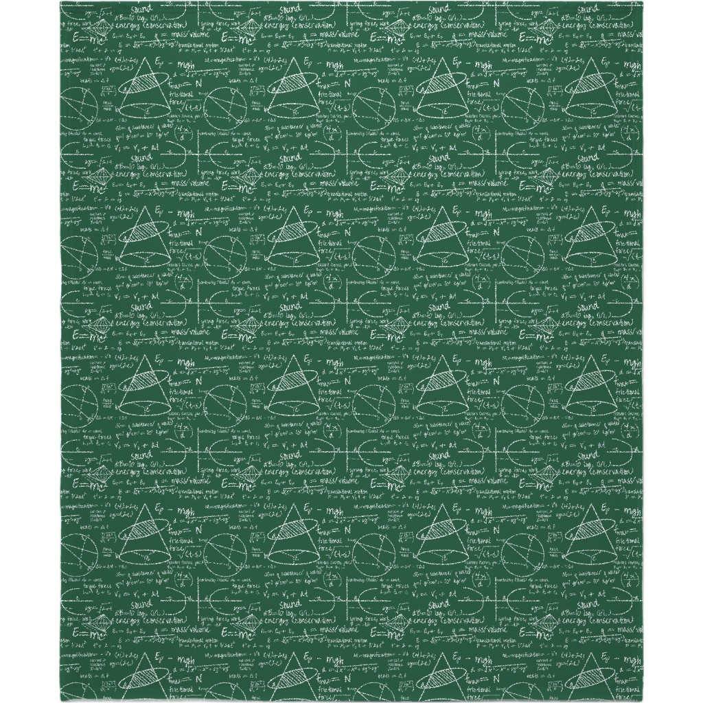 Common Equations Blanket, Plush Fleece, 50x60, Green