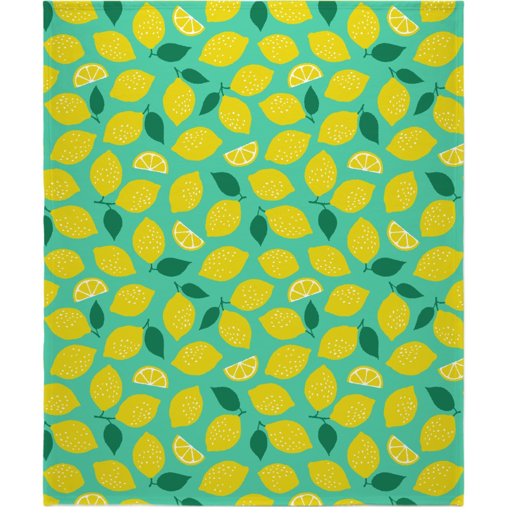 Summer Lemons - Mint Blanket, Plush Fleece, 50x60, Yellow, Classic Yellow