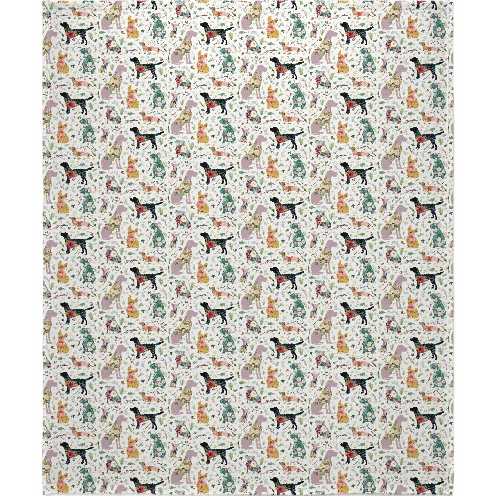 Patchwork Dogs - Multi Blanket, Plush Fleece, 50x60, Multicolor