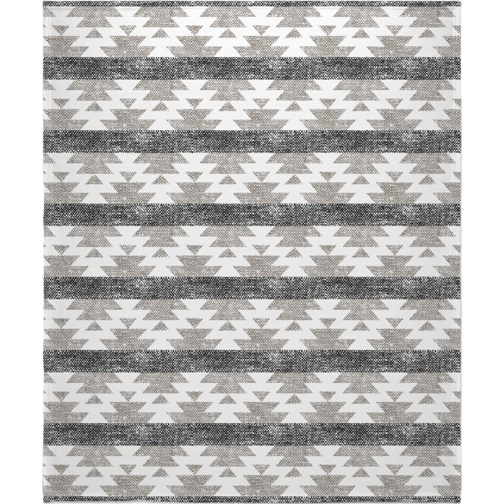 Aztec Woven - Neutral Blanket, Plush Fleece, 50x60, Gray