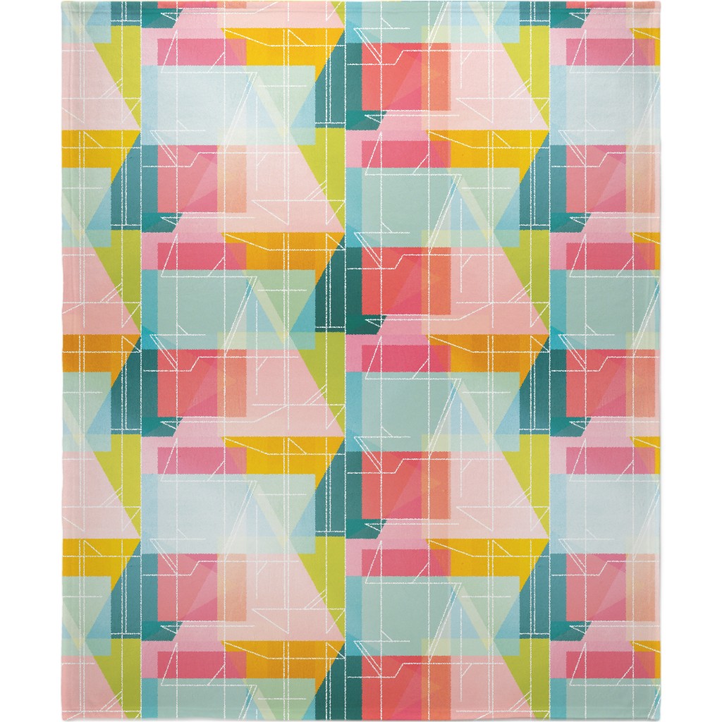 Midcentury Abstract Blanket, Plush Fleece, 50x60, Multicolor