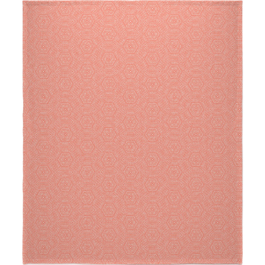 Concentric Hexagons Blanket, Plush Fleece, 50x60, Orange