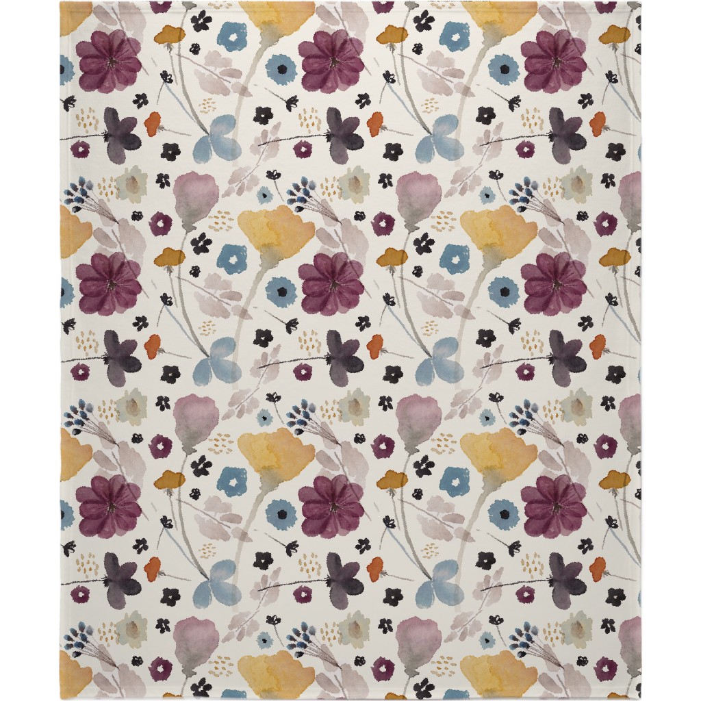 Watercolor Floral - Multi Blanket, Plush Fleece, 50x60, Multicolor