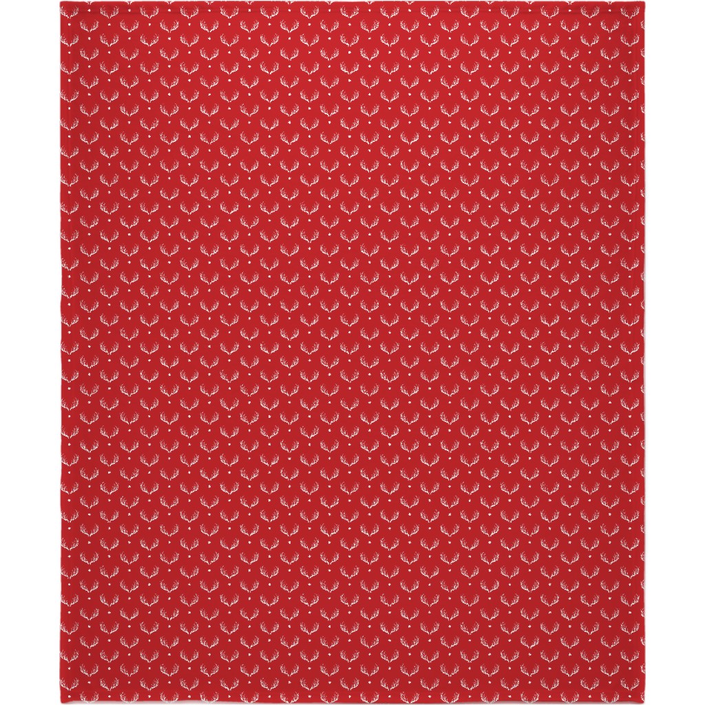 Reindeer Minimalism - Red Blanket, Plush Fleece, 50x60, Red