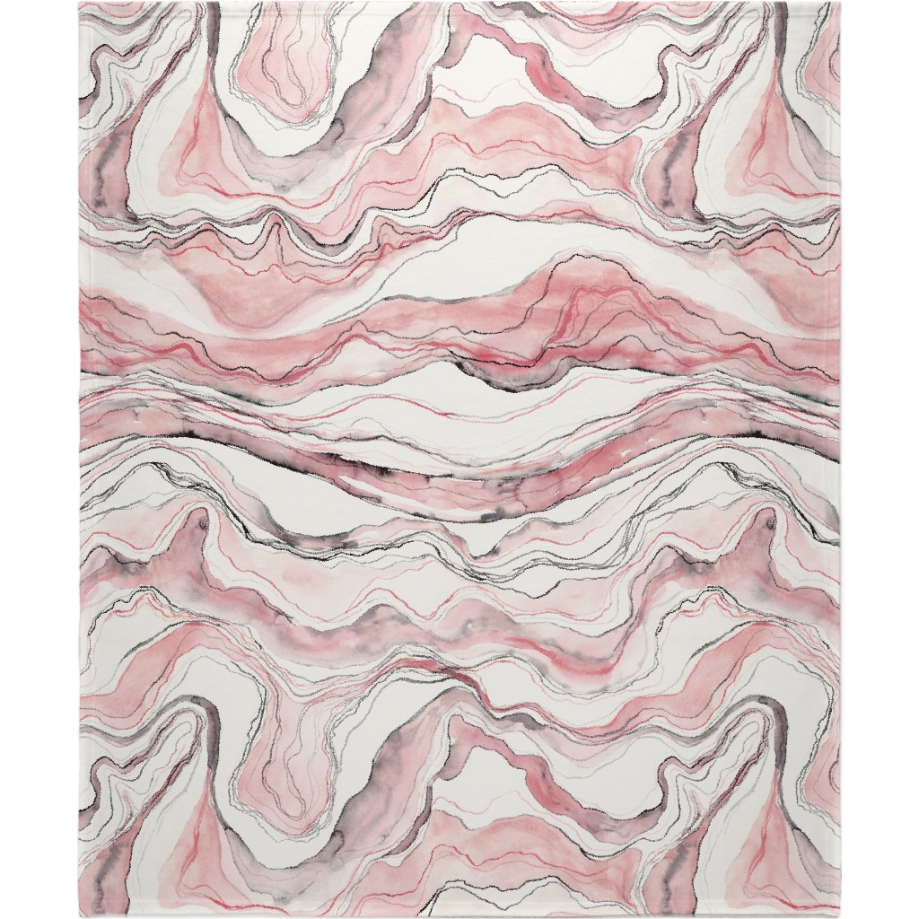 Marbled Watercolor Stone - Pink Blanket, Plush Fleece, 50x60, Pink, Bright Pink
