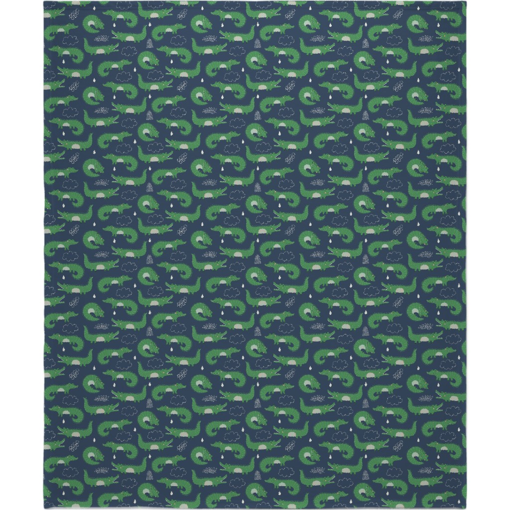 Cute Alligators - Green Blanket, Plush Fleece, 50x60, Green
