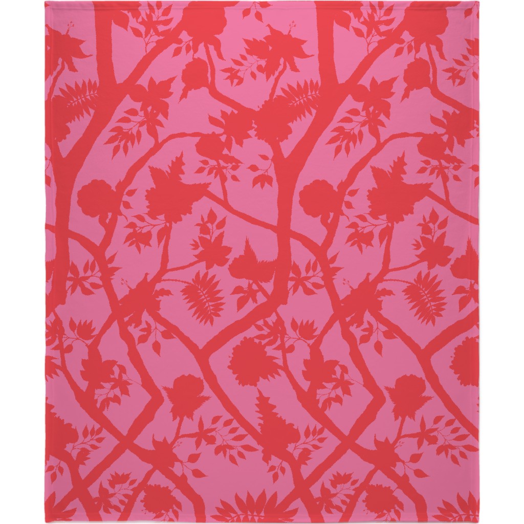 Peony Brand Mural - Pink Blanket, Plush Fleece, 50x60, Pink, Bright Pink