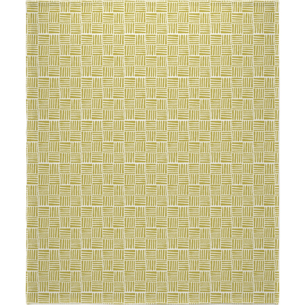 Thatch Stripe Grid - Yellow Blanket, Plush Fleece, 50x60, Yellow, Classic Yellow