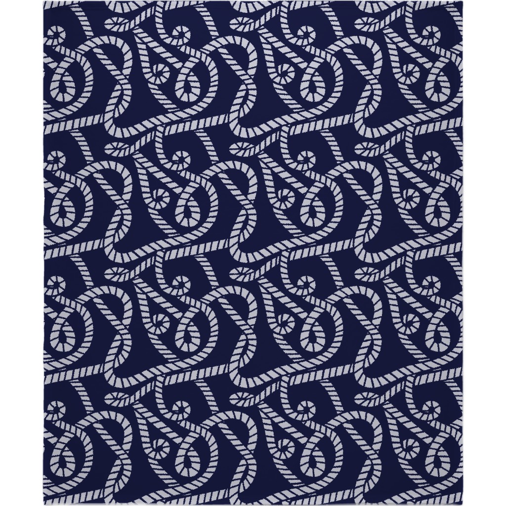 Nautical Rope on Navy Blanket, Plush Fleece, 50x60, Blue