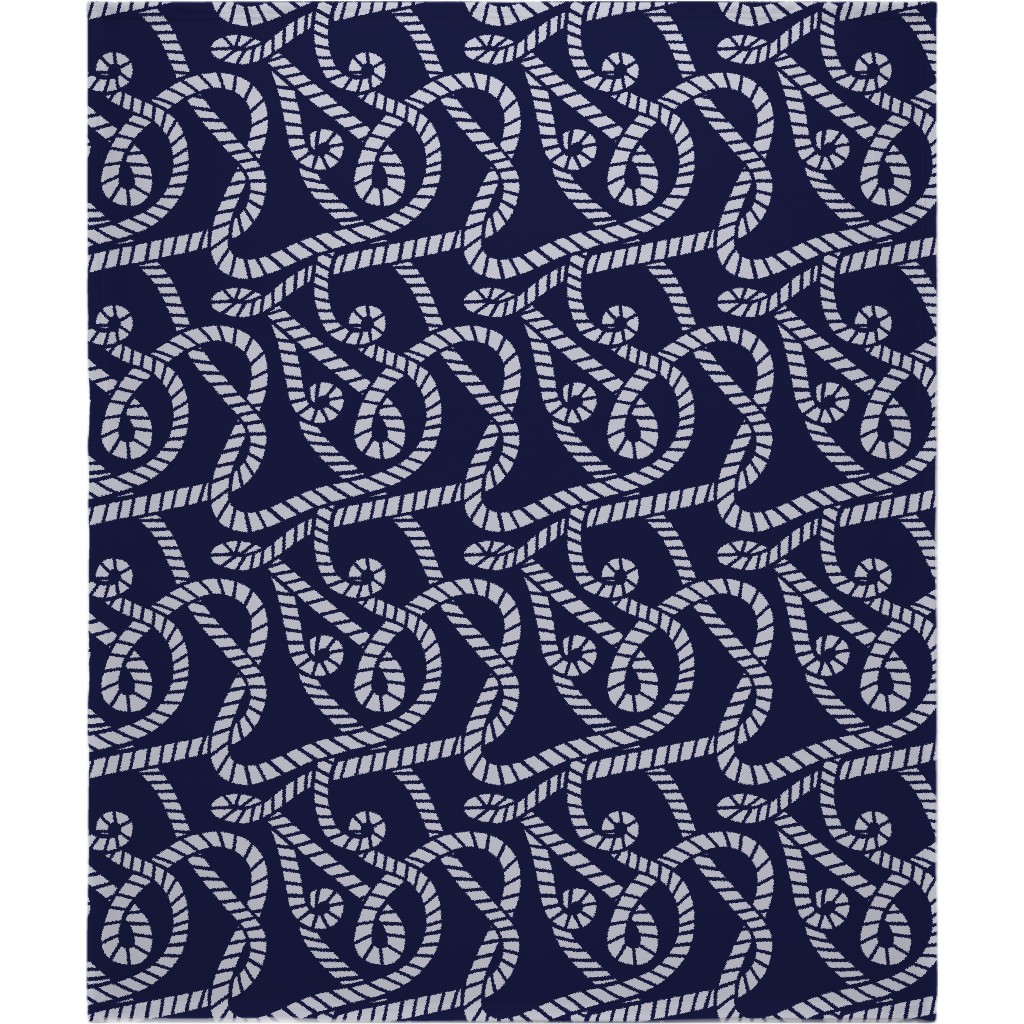 Nautical Rope on Navy Blanket, Plush Fleece, 50x60, Blue, True Blue