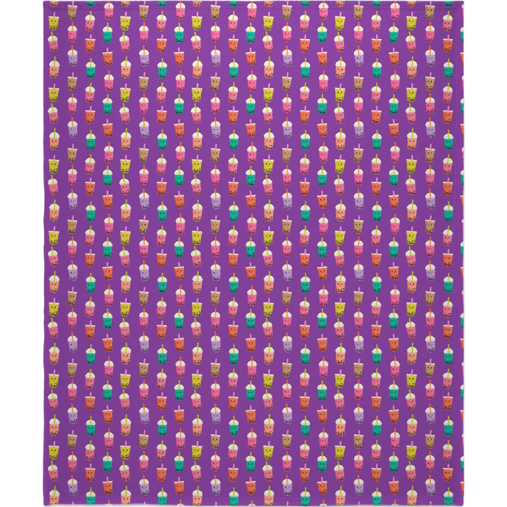 Boba Tea Blanket, Plush Fleece, 50x60, Purple