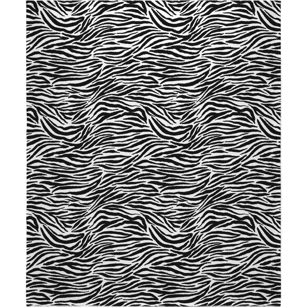 Zebra Print - Black and White Blanket, Plush Fleece, 50x60, Black
