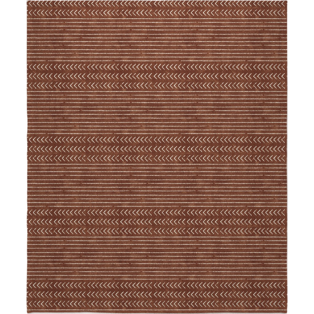 Arrow Stripes Mud Cloth Modern Blanket, Plush Fleece, 50x60, Brown, Chestnut