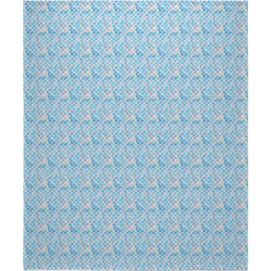 Mermaid Scales - Blue Blanket, Plush Fleece, 50x60, Blue