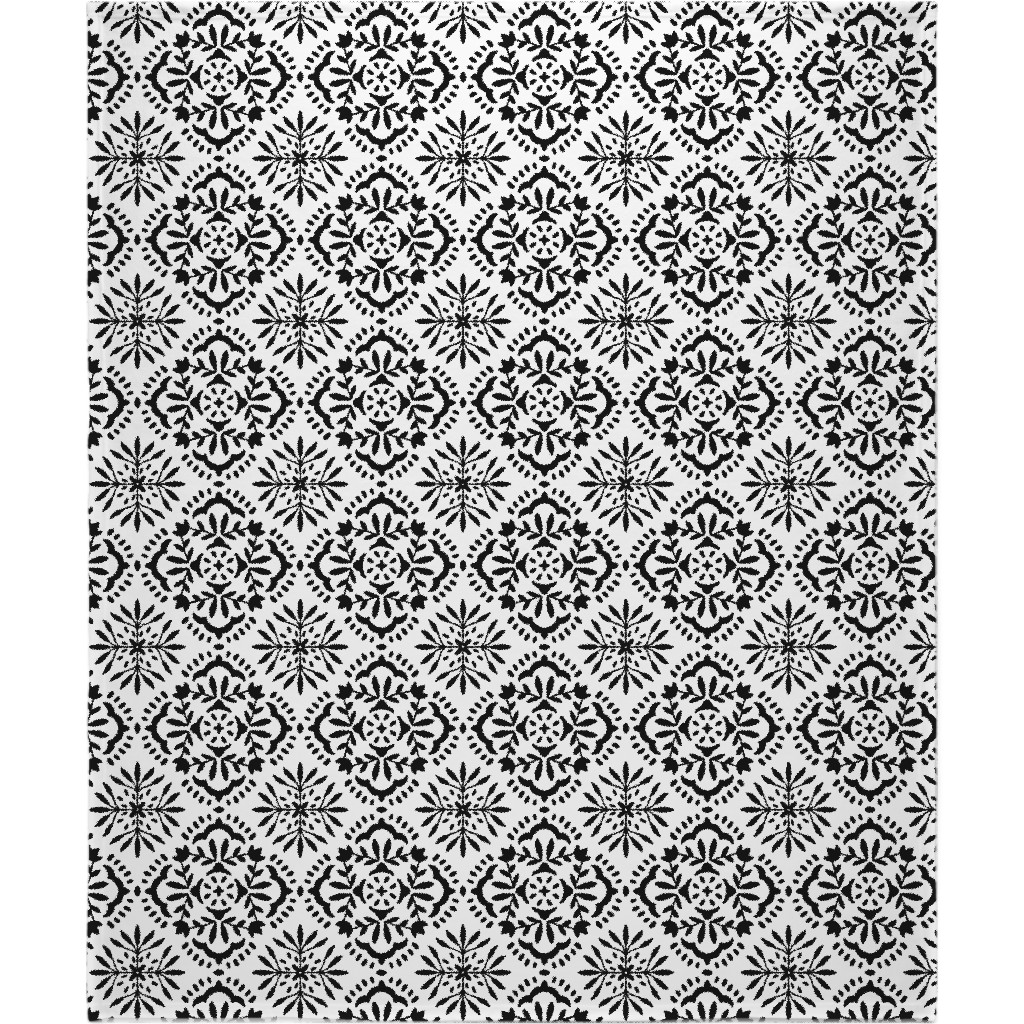 Southern At Heart - Black and White Blanket, Sherpa, 50x60, Black, Black