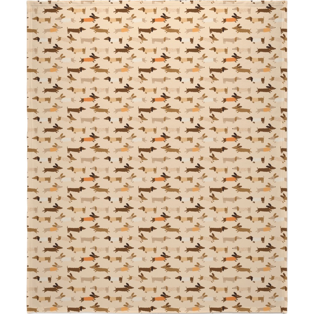 Daschunds Blanket, Sherpa, 50x60, Beige, Sand