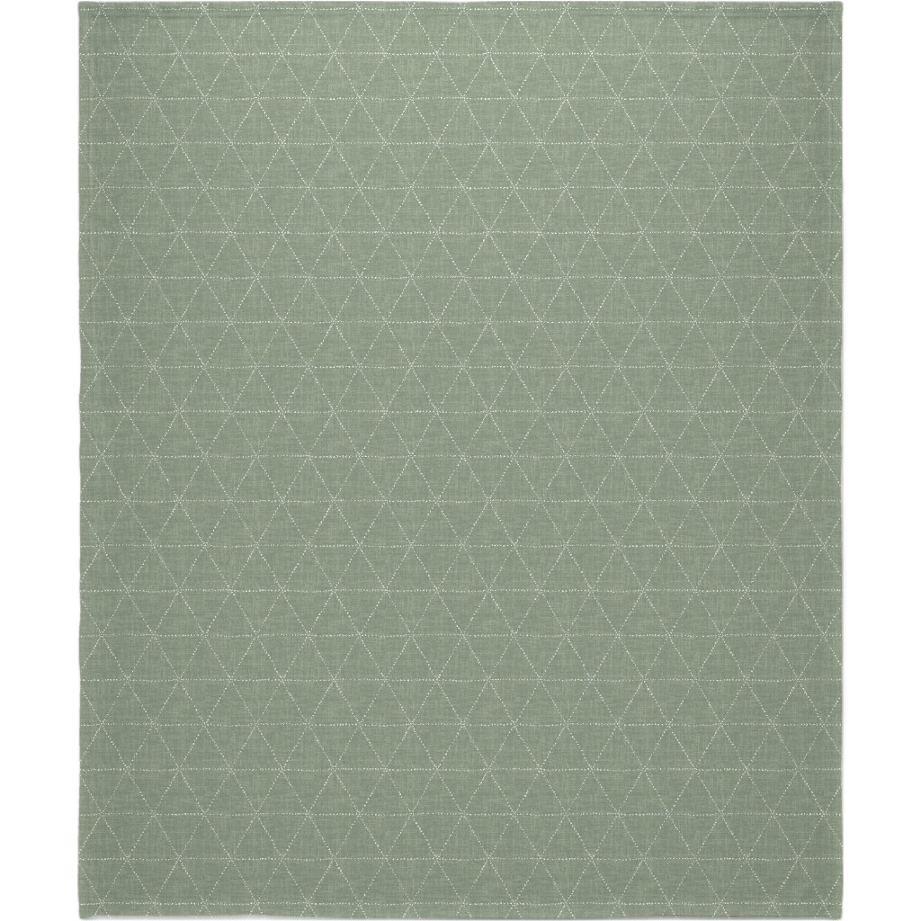Boho Triangles - Sage Blanket, Sherpa, 50x60, Green