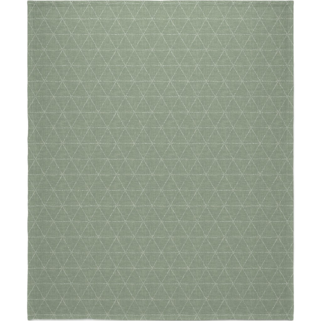 Boho Triangles - Sage Blanket, Sherpa, 50x60, Green, Classic Green