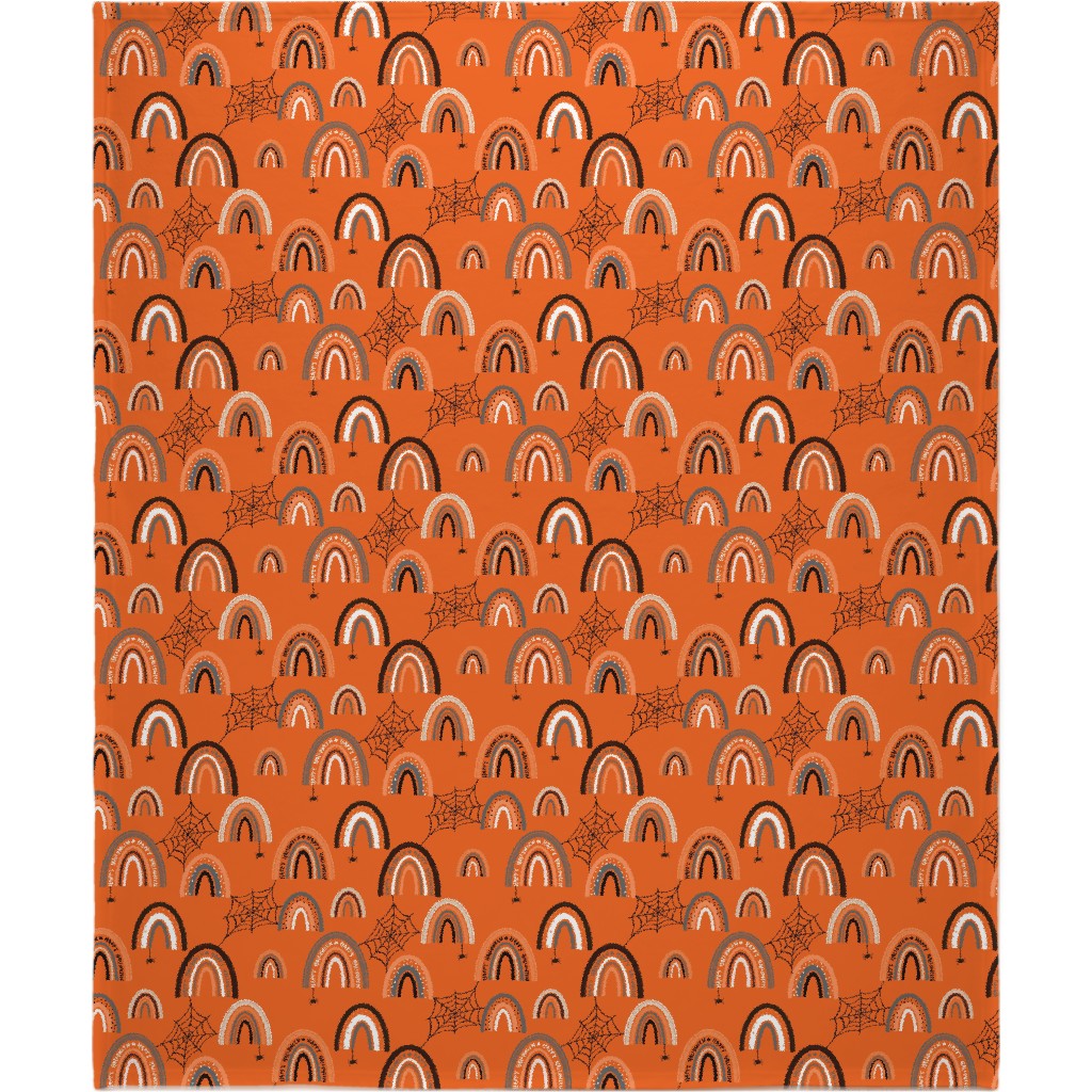 Halloween Rainbows Blanket, Sherpa, 50x60, Orange, Persimmon