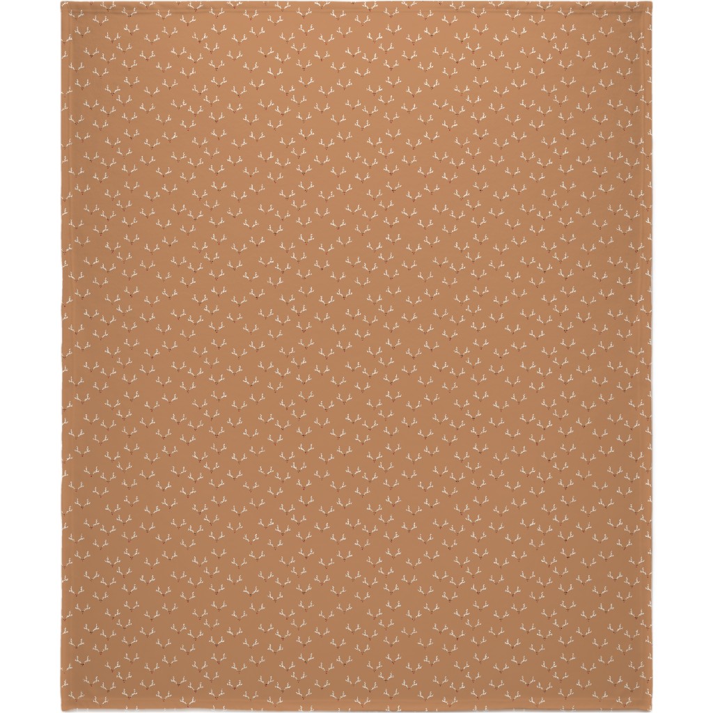 Festive Reindeer Christmas - Mustard Blanket, Sherpa, 50x60, Orange