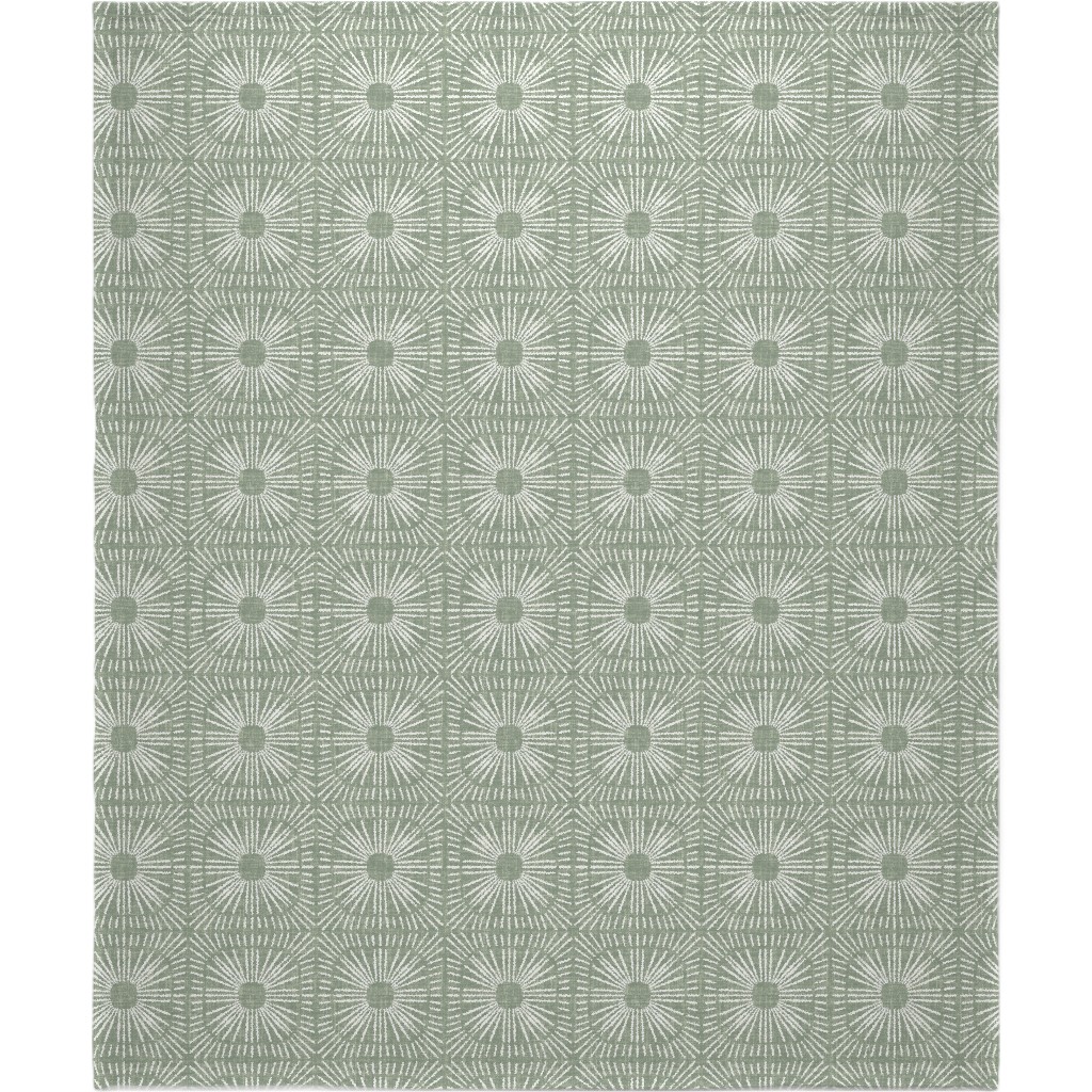 Sunburst in Sage Blanket, Sherpa, 50x60, Green