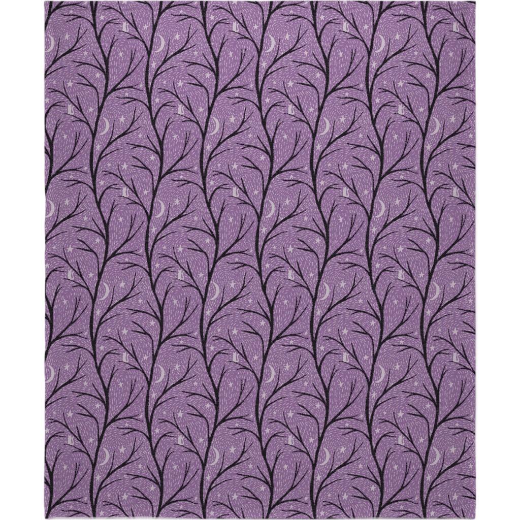Spooky Night - Purple Blanket, Sherpa, 50x60, Purple, Purple
