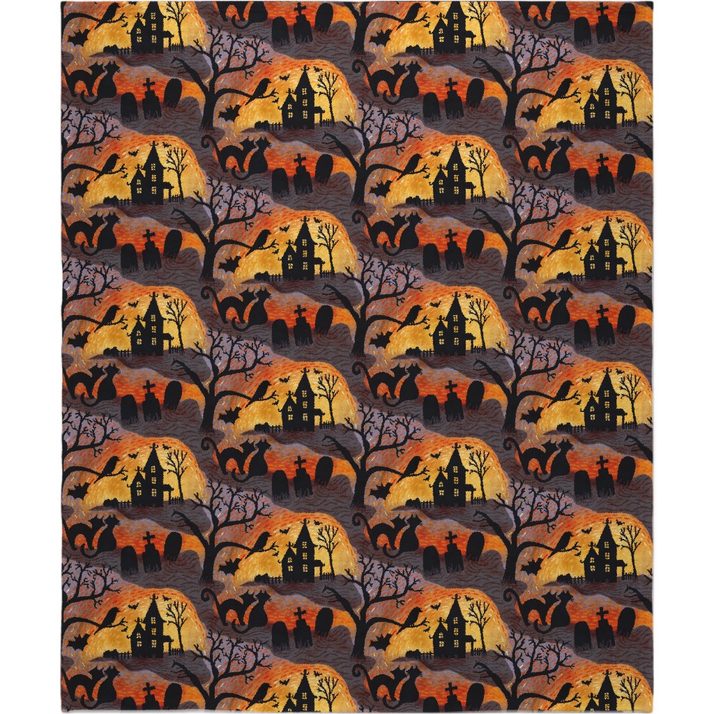 Spooky Halloween Haunts Blanket, Sherpa, 50x60, Multicolor