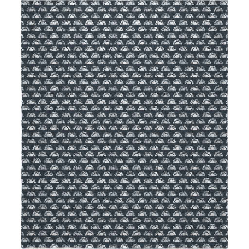 Sunshine Boho Block Print - Blue Blanket, Sherpa, 50x60, Blue, True Blue