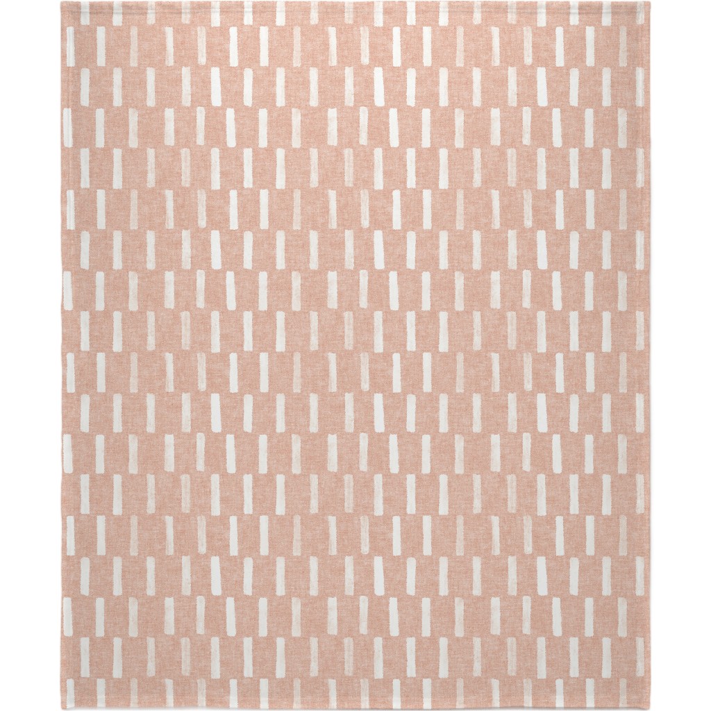 Boho Dash Block Print - Dusty Pink Blanket, Sherpa, 50x60, Pink, Bright Pink