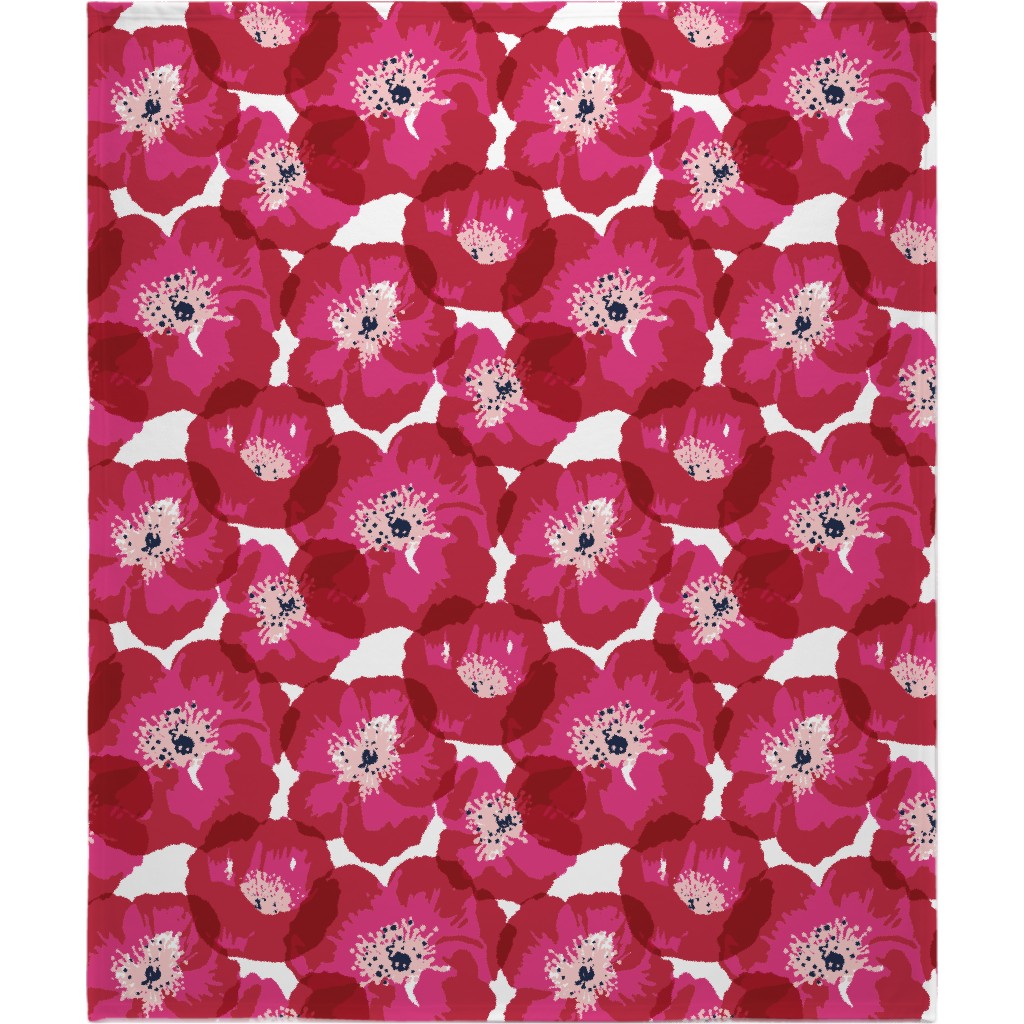 Really Big Poppies - Red Blanket, Sherpa, 50x60, Pink, Bright Pink