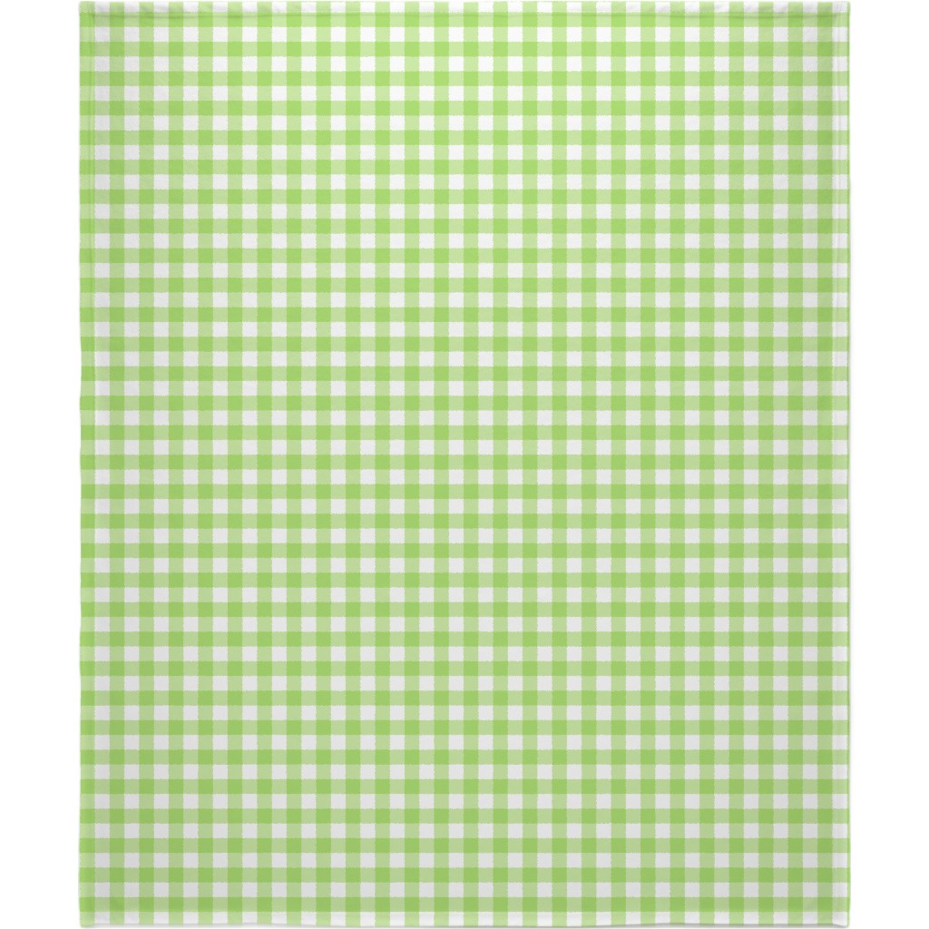 Gingham Checks Blanket, Sherpa, 50x60, Green