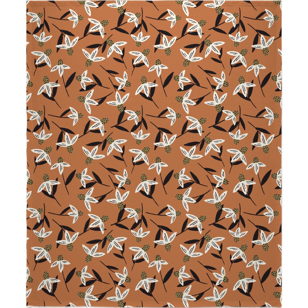 Daisy - on Orange Blanket, Sherpa, 50x60, Orange, Orange