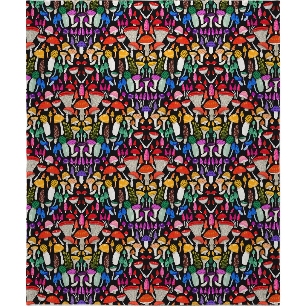 Magic Mushrooms - Multicolor Blanket, Sherpa, 50x60, Multicolor