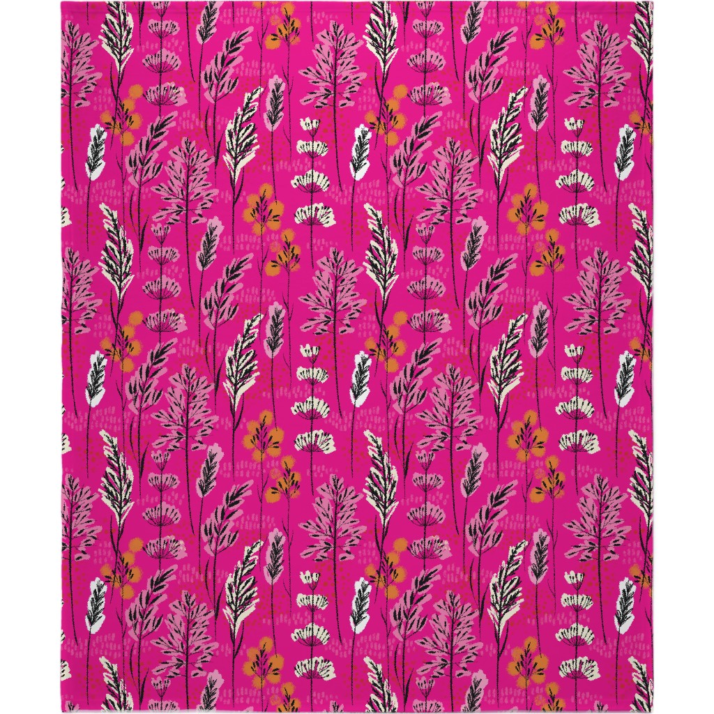 Wild Grasses on Pink Skies Blanket, Sherpa, 50x60, Pink