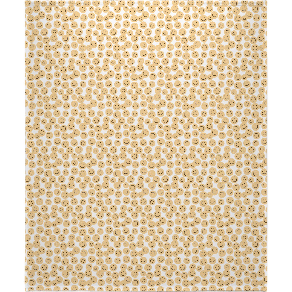 Happy Smiley Faces - Yellow Blanket, Sherpa, 50x60, Yellow, Classic Yellow