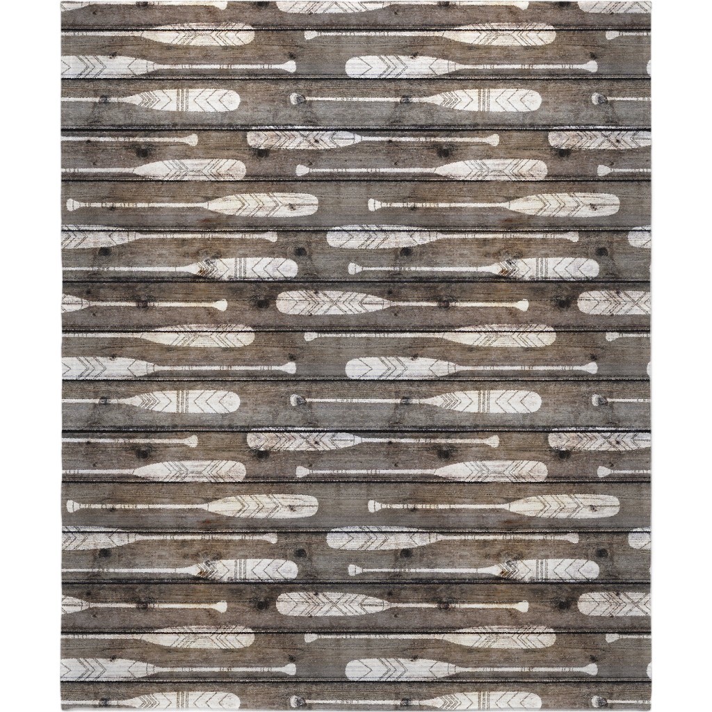 Oars on Barnwood - Neutral Blanket, Sherpa, 50x60, Brown, Brown