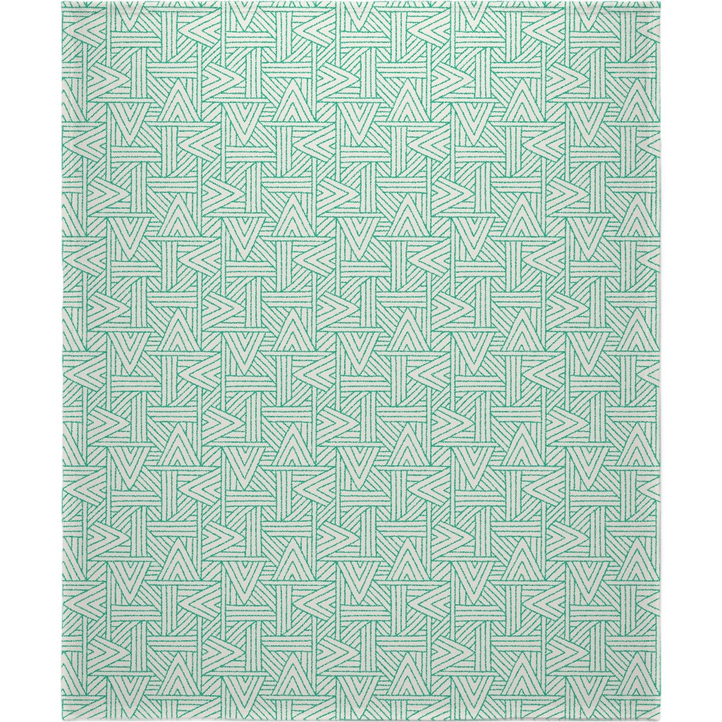 Angles - Green & White Blanket, Sherpa, 50x60, Green