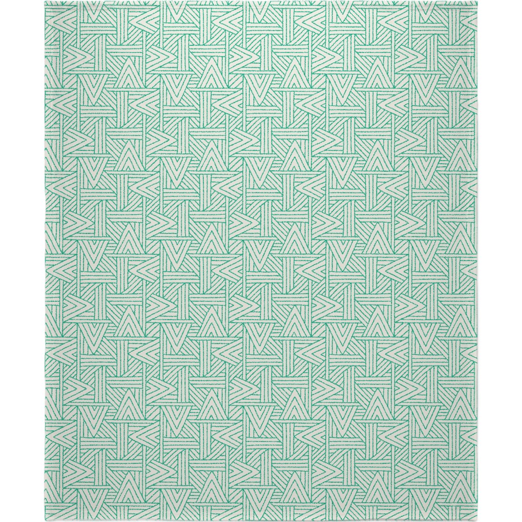 Angles - Green & White Blanket, Sherpa, 50x60, Green