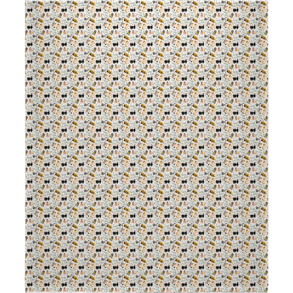 Crazy Cat Lady - Multicolor on Light Blanket, Sherpa, 50x60, Multicolor