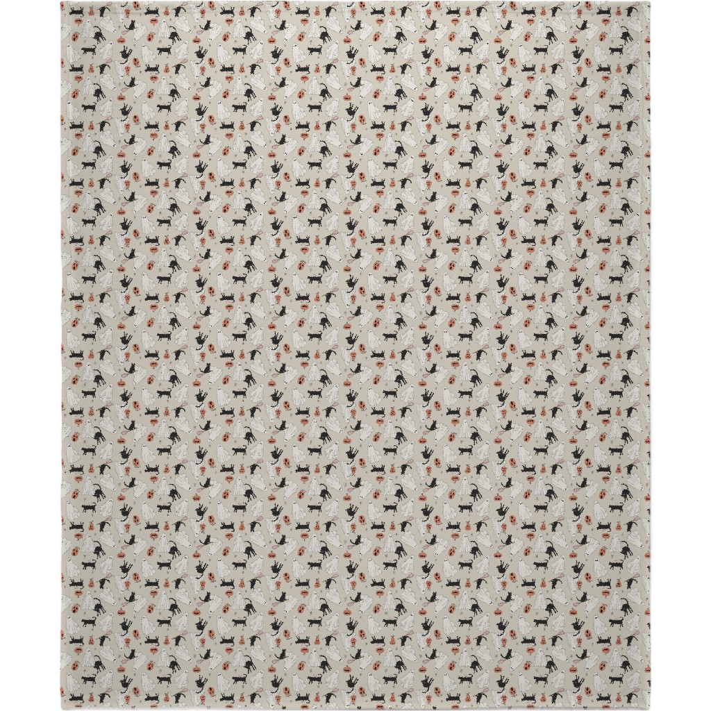 Spooky Halloween Blanket, Sherpa, 50x60, Beige, Pearl